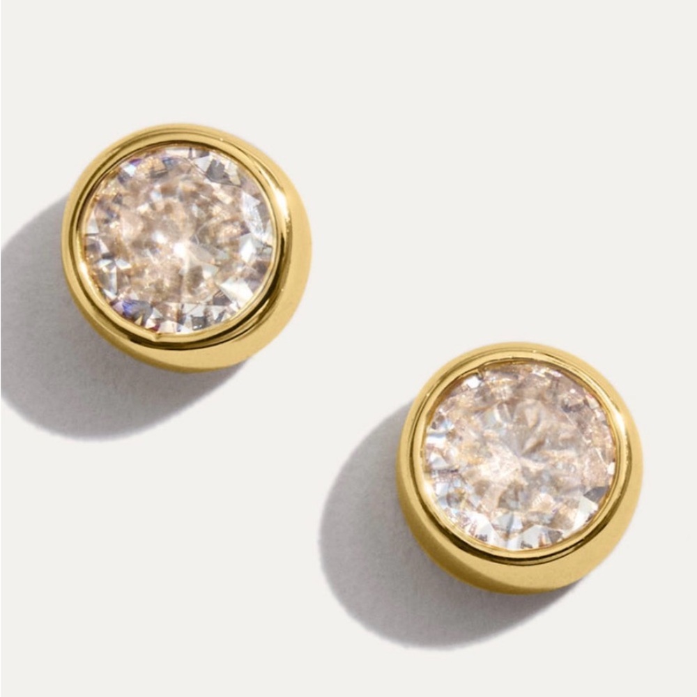 Gold Bezel Set Earrings